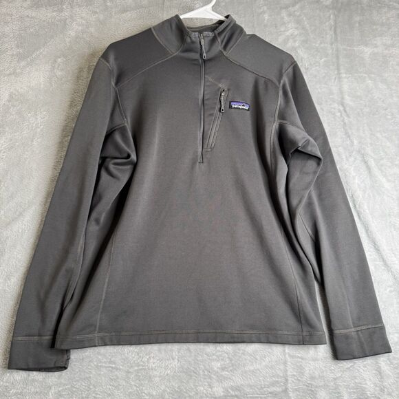 VTG Patagonia Jacket Mens M Gray Polartec Power Dry Soft Shell Half Zip Granola